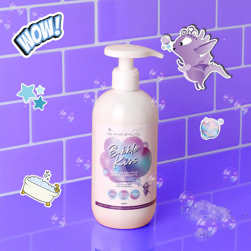 Bubble Kiss Sanfte Reinigungspflege für Babys und Kinder – Körper und Haar – 400 ml
